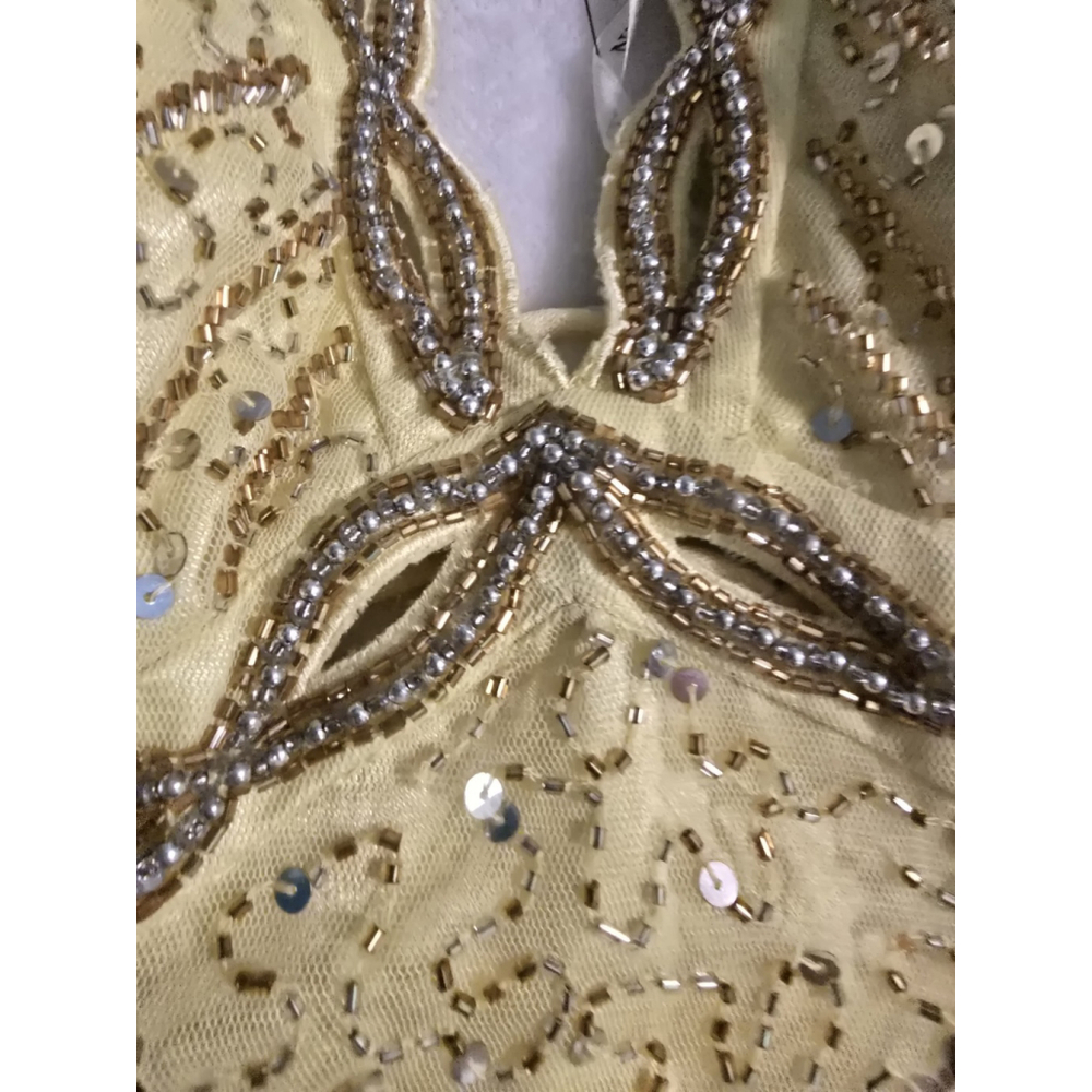 Nightway Collection NWT Yellow Beaded Halter Hi/lo Lined Formal Gown Ladies 10 - Picture 6 of 14